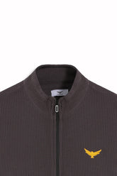 Thermal Mock Neck Full Zipper - Raven